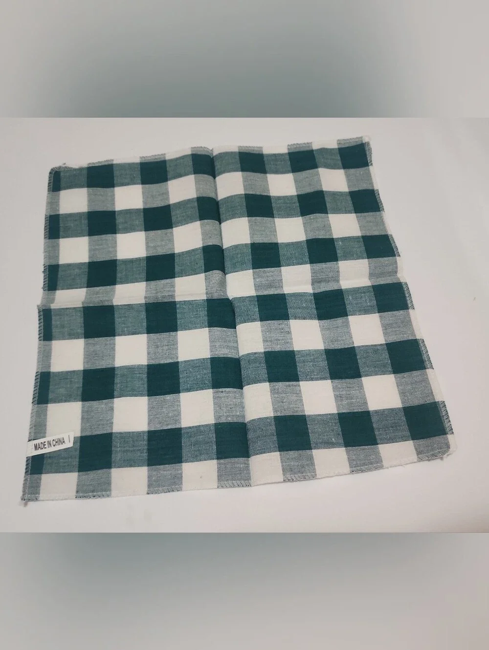GREEN & WHITE BUFFALO PICNIC CHECK CLOTH NAPKINS Set of 4 NWOT 11
